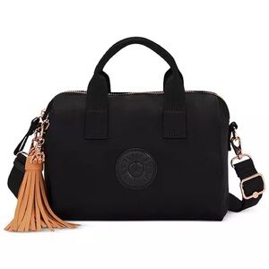 Kipling Black Nylon Bina M Satchel Convertible Crossbody Bag Rose Gold NWT